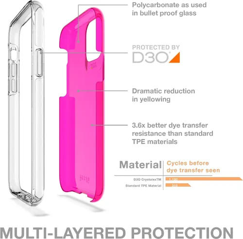 Vista 3 de ZAGG Gear4 Crystal Palace Neon - Funda compatible con iPhone 11 Pro, protección avanzada contra impactos con tecnología D3O integrada, no se pone