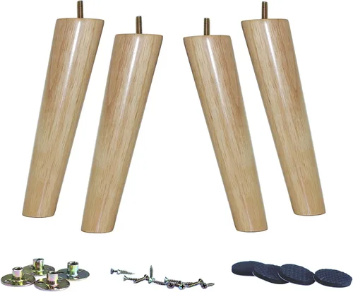 Vista 9 de Juego de 4 patas de repuesto de madera maciza para sofá y sofá de 4 Slant- Juego de 4