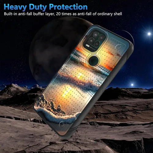 Vista 4 de Funda para Moto G Stylus 5G 2021 con protector de pantalla, a prueba de golpes, 2 en 1, parte trasera duradera de policarbonato duro texturizado