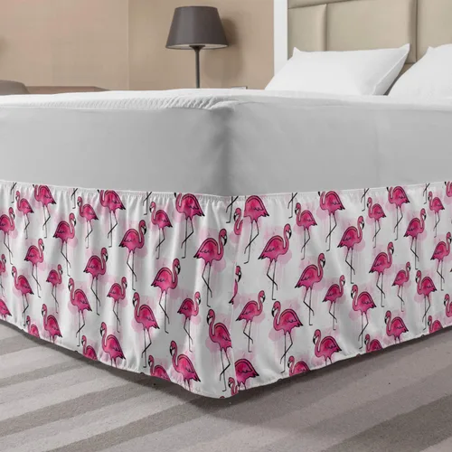 Vista 43 de Lunarable Falda de cama elástica de trébol, tréboles de cultura irlandesa con temática del día de San Patricio, 4 hojas, falda de cama de tela
