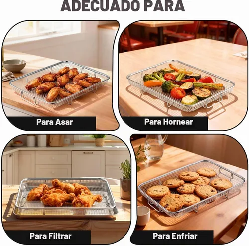 Vista 6 de P&P CHEF Cesta para freidora de aire de 11.8 pulgadas para horno, estante