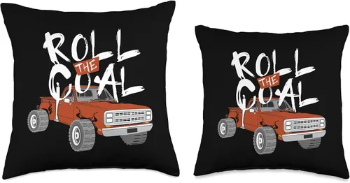 Vista 3 de Roll the Coal Pickup Truck Coal Rollers Coal Rolling Pickup Truck - Almohada para ventiladores diésel, 16 x 16, multicolor