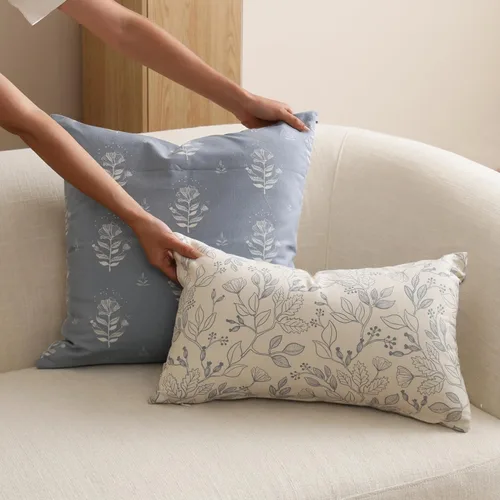 Vista 9 de SageSelvas Fundas de almohada decorativas florales de 18 x 18 pulgadas, juego de 2, fundas de almohada de estilo rústico costero azul para sofá