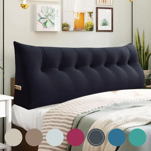 Vista 19 de Almohada de cuña doble gruesa de 8 libras para cabecero de dormitorio universitario, almohada de cuña de terciopelo con respaldo triangular