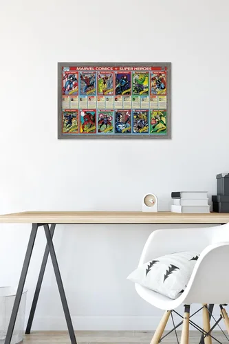 Vista 6 de Trends International Marvel Comics - Marvel 80th Anniversary - Cards Wall Poster, 14.725" x 22.375", Barnwood Framed Version