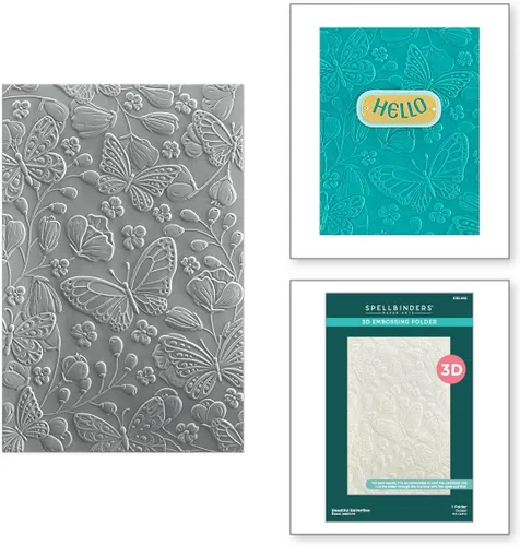 Vista 2 de Spellbinders E3D-055 Hermosa carpeta en relieve 3D de mariposas de la elegante colección Ovals