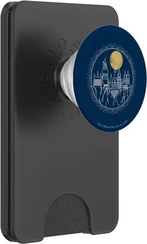 Vista 7 de Harry Potter Hogwarts Full Moon Line Art PopSockets agarre y soporte para teléfonos y tabletas, Negro