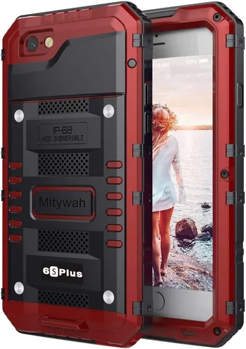 Vista 91 de Mitywah Funda impermeable para iPhone 7/iPhone 8 / iPhone SE 2020, funda de metal resistente de grado militar, protección de cuerpo completo