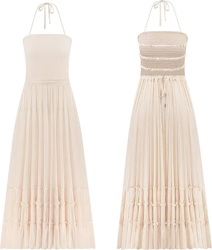 Vista 6 de R.Vivimos - Vestido largo y sensual para mujer, de verano, de algodón y con espalda descubierta