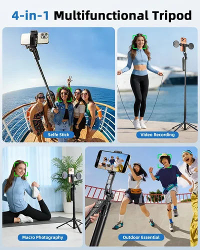 Vista 5 de Trípode para selfie stick de seguimiento automático de cara para iPhone con rotación ligera de 360° que sigue tu movimiento 70.9 pulgadas, trípode