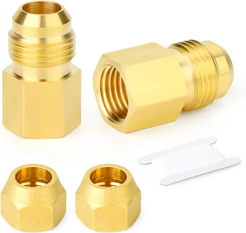 Vista 33 de GASHER Adaptador de codo de montaje de tubo de latón de 1/2 pulgada flare x 1/2 pulgada NPT macho Pipe