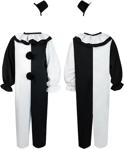 Vista 6 de Wolyzz Disfraz de payaso para niños, disfraz de terror para cosplay, disfraz de Halloween