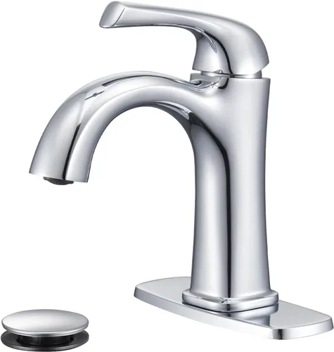 Vista 13 de Grifos de Baño de Un Solo Orificio Oro Cepillado, Grifo de Baño Oro Cepillado, Grifo de Fregadero de Latón de Una Sola Manija para Baño para 1 o 3
