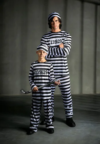 Vista 5 de Disfraz de prisionero de talla grande para hombre a rayas, Negro