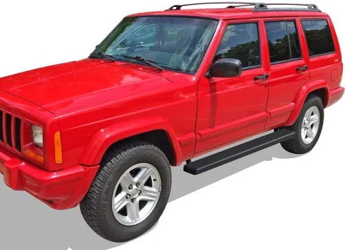 Vista 2 de APS Estribos de 5 pulgadas negro mate compatibles con Jeep Cherokee 1984-2000 de 4 puertas (barras nerf barras laterales de escalones laterales)