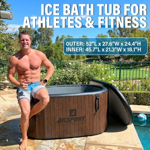 Vista 2 de AKSPORT Bañera de Baño de Hielo para Atletas, Bañera Inflable de Inmersión en Frío de 151 Galones Compatible con Enfriadores de Agua, Baño de Hielo