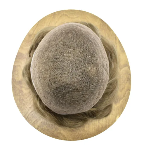 Vista 6 de Completo suizo encaje tupé para hombres pieza de pelo real sistema de reemplazo de cabello humano para hombres Toupee Hairpieces para hombres 7x9