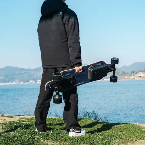 Vista 6 de V20 - Monopatín eléctrico con control remoto, velocidad máxima de 28 mph, rango de 22 millas, motor de eje de 1000 W, monopatín de tabla larga