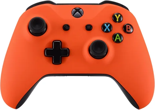 Vista 3 de eXtremeRate Soft Touch Top Shell Front Housing Faceplate Replacement Parts with Side Rails Panel for Xbox One X S Controller (Orange)