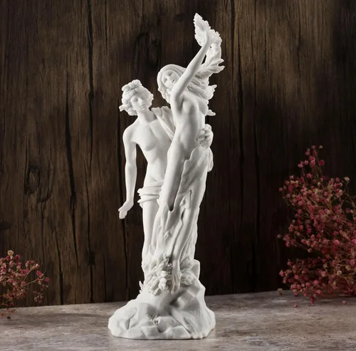 Vista 3 de Veronese Design 14 pulgadas Apolo y Daphne griego escultura resina mármol blanco acabado