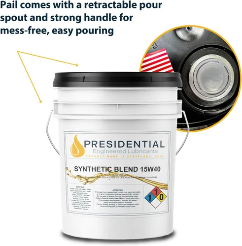 Vista 5 de Presidential Synthetic Blend 15W40 - Aceite de motor diésel de alta calidad resistente - Formulado para extender los intervalos de drenaje