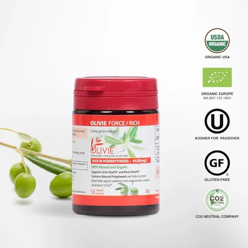 Vista 2 de Cápsulas de extracto de hoja de olivo orgánico Olivie Force/Rich Suplemento de polifenol antioxidante para adultos Suplemento de apoyo