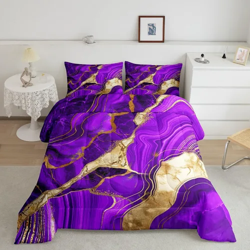 Vista 20 de Juego de edredón de mármol negro individual, ropa de cama dorada agrietada para adultos, hombres y mujeres, juegos de edredón de textura metálica