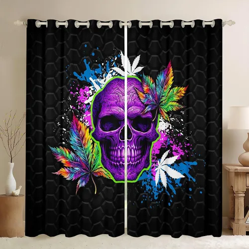 Vista 12 de Manfei Lindas cortinas de ventana con estampado de hojas de flores para niños, niñas y adultos, tratamiento de ventana de ajolote floral botánico