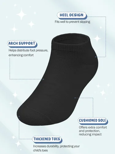 Vista 5 de URATOT 24 pares de calcetines de corte bajo para niños Calcetines tobilleros atléticos de media amortiguación para niños o niñas