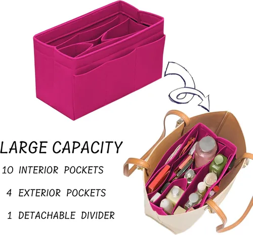 Vista 5 de Organizador de monedero inserto bolsa de fieltro organizador de bolso para bolsa de mano se adapta a LV Speedy Neverfull Longchamp