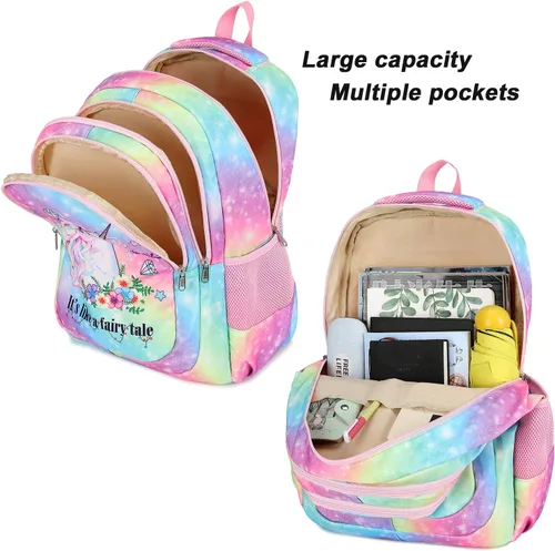 Vista 7 de BTOOP Mochilas escolares para niñas, mochila ligera y bonita bolsa de almuerzo para niños y estuche para lápices