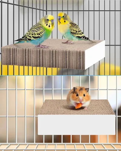 Vista 7 de KATUMO Juguetes para pájaros, periquito de papel de 7.8 pulgadas, trituración, juguetes para masticar, loro perca, plataforma, conure, juguetes