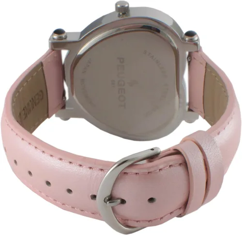 Vista 3 de Peugeot - Reloj de pulsera con forma de corazón para mujer con estuche de cristal y correa de cuero