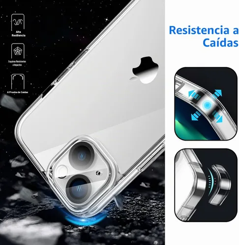 Vista 4 de JETech Funda 5 en 1 para iPhone 13 mini, antiamarilleo, transparente