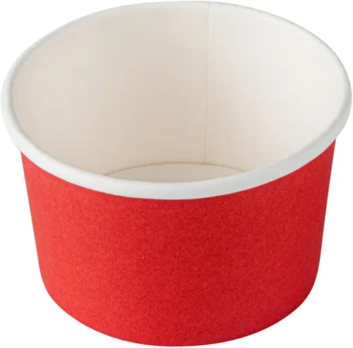 Vista 13 de Restaurantware 50 unidades rojo para llevar taza desechable de 3 x 3 x 1.8 pulgadas, mini taza de papel resistente a la grasa reciclable diseño