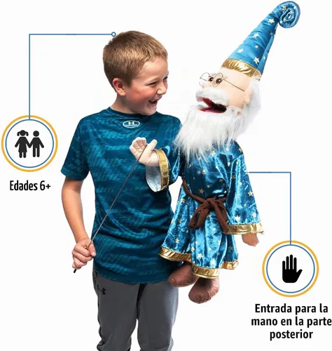 Vista 2 de Asistente de 25 pulgadas con gafas, cuerpo completo, marioneta estilo ventrílocuo