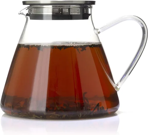 Vista 11 de Four Life 841 - Tetera de vidrio, resistente al calor, 18.9 fl oz (18.0 fl oz), para 3 tazas, tapa con colador de té, una mano, apta para microondas
