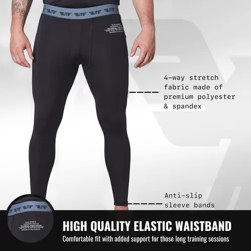 Vista 2 de Elite Sports Leggings BJJ Spats para hombre, los mejores pantalones de compresión Jiu Jitsu MMA sin Gi Spat para hombre