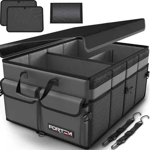 Vista 29 de FORTEM Organizador de maletero para SUV, organizador de maletero de automóvil, almacenamiento plegable, accesorios de coche para mujeres y hombres