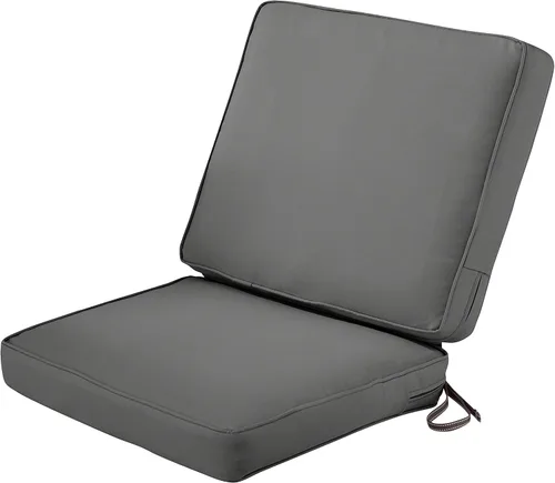 Vista 21 de Classic Accessories Montlake FadeSafe - Cojín para sillas de patio resistente al agua, 44 x 20 x 3 pulgadas, color beige antiguo, juego de cojines