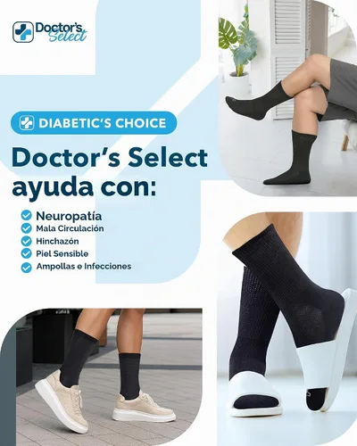 Vista 4 de Doctor's Select® Crew Diabetic Socks for Men - 4 Pairs Negro