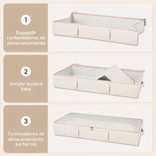 Vista 8 de Vailando Contenedores de almacenamiento para debajo de la cama, 6 pulgadas Beige