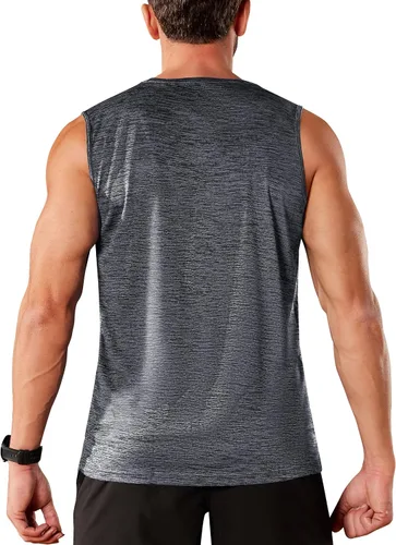Vista 2 de TACVASEN Camiseta sin mangas para hombre, camiseta de entrenamiento muscular, de secado rápido, poliéster, entrenamiento de baloncesto