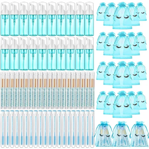 Vista 16 de Zhehao Kit de 80 Piezas de Cepillos para Botellas de Champú de Pestañas, 20 Dispensadores con Bomba de Espuma, 20 Cepillos de Champú para Pestañas