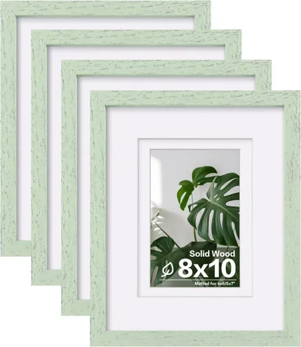 Vista 39 de Egofine - Juego de 4 portarretratos A4 de madera maciza y cubierta de plexiglás de 4 x 6/6 x 8 pulgadas con paspartú o A4 sin paspartú, para mesa