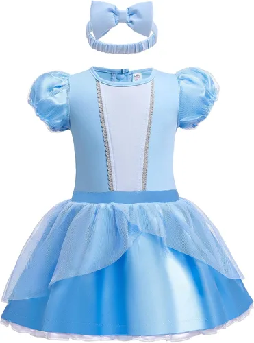 Vista 20 de Vestidos de princesa para niñas pequeñas, disfraz de mameluco para cumpleaños, Navidad, Halloween con diadema de 0 a 18 meses