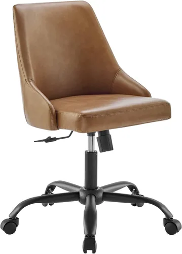 Vista 3 de Modway Designate - Silla giratoria de piel vegana en color negro y marrón