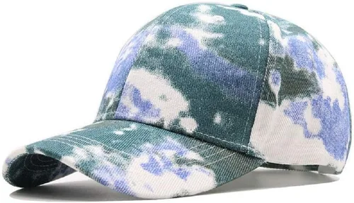 Vista 13 de BEARUN Gorra de béisbol de algodón con teñido anudado de perfil bajo, gorra de béisbol de hiphop, sombrero de papá Negro Blanco