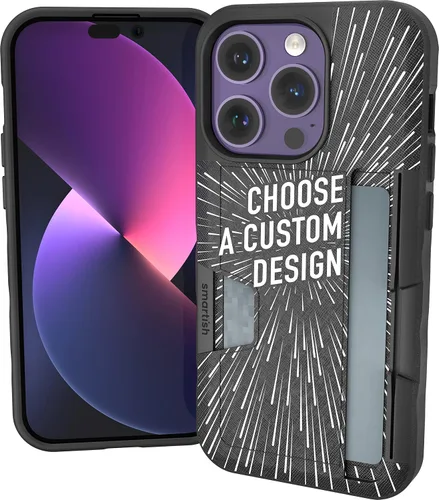 Vista 16 de Smartish Funda tipo cartera para iPhone 11 Pro - Wallet Slayer Vol. 2 [soporte protector delgado] tarjetero (seda) - Black Tie Affair