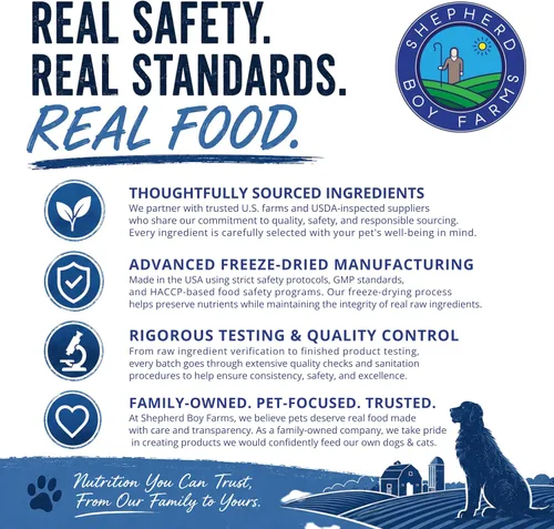 Vista 5 de Shepherd Boy Farms Alimento crudo liofilizado para perros, receta de cocodrilo, totalmente natural, sin sintéticos, fabricado en Estados Unidos